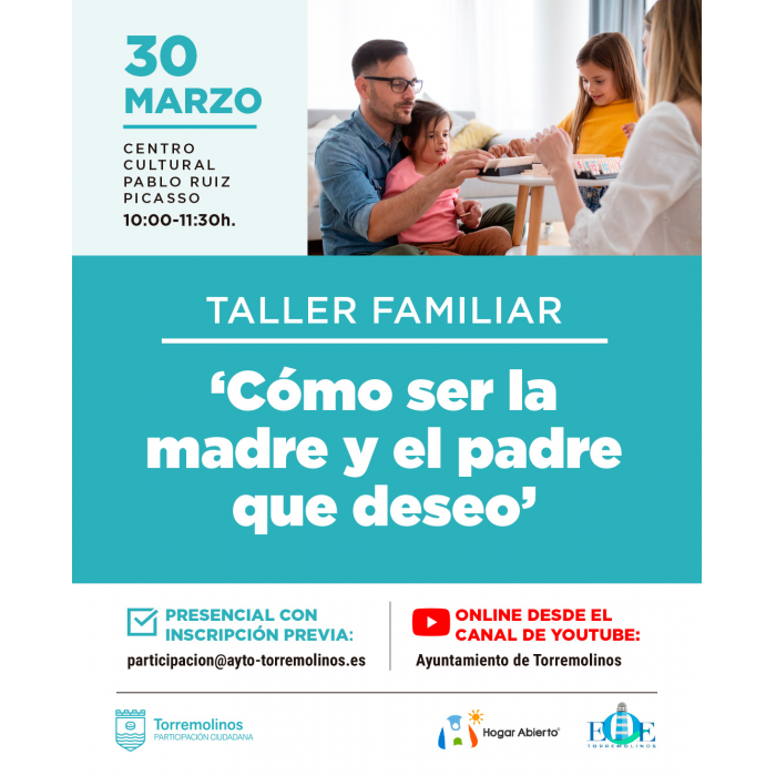 Abierto el plazo de inscripción para el taller familiar ‘Cómo ser la madre y el padre que deseo’