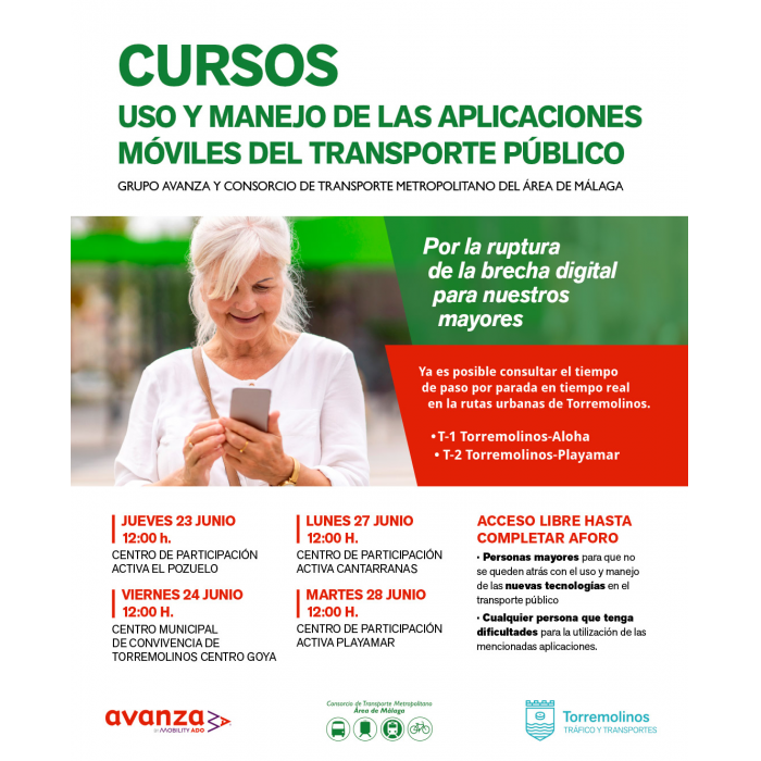 El Ayuntamiento de Torremolinos impartirá cursos a los mayores sobre el uso de las aplicaciones de las líneas de autobuses urbanos e interurbanos