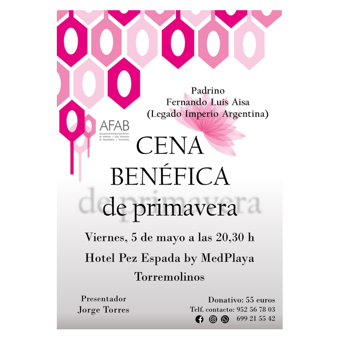 La ‘Asociación de Familiares de Enfermos de Alzheimer y otras Demencias de Benalmádena y Torremolinos’ realiza una cena benéfica el próximo 5 de mayo