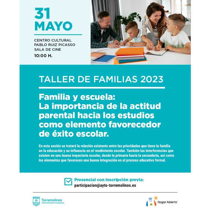 ‘Familia y escuela’ será el tema a tratar en el próximo ‘Taller de familias’