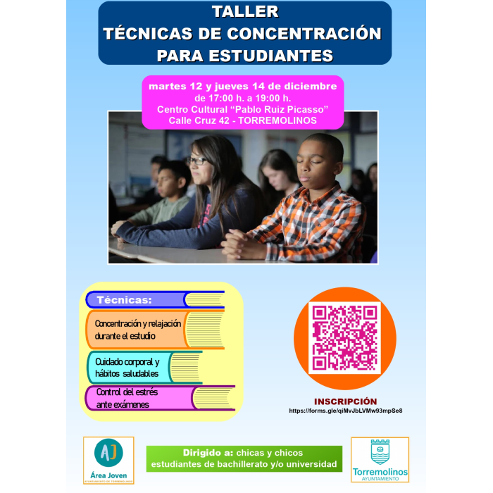 El Área Joven de Torremolinos oferta un Taller de Técnicas de Concentración para Estudiantes