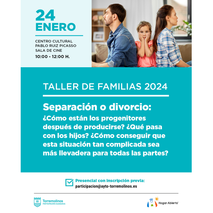 ‘Separación o divorcio’ será el próximo tema a tratar en el ‘Taller de Familias 2024’