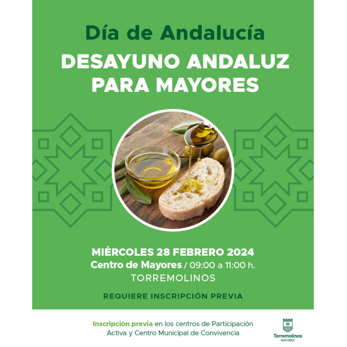 Los mayores de Torremolinos disfrutarán de un desayuno por el Día de Andalucía
