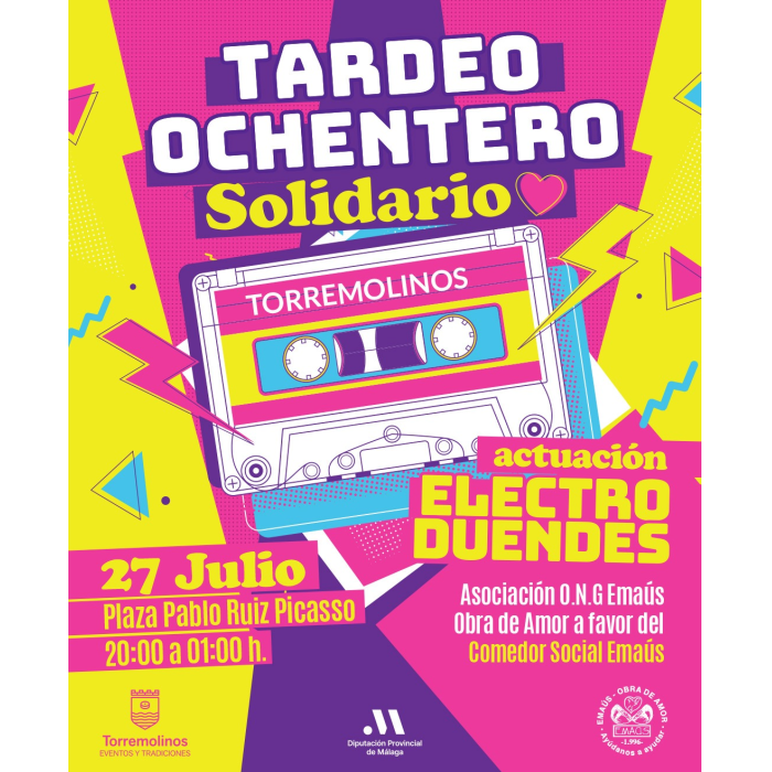 El ‘Tardeo Ochentero’ solidario se celebrará en la plaza Pablo Ruiz Picasso
