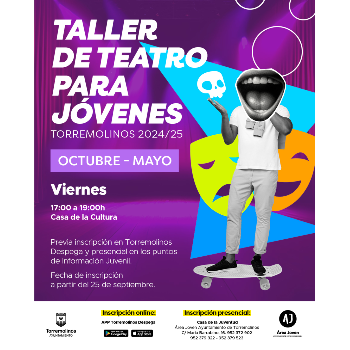 Jóvenes de 14 a 30 años pueden participar en un curso gratuito de teatro en Torremolinos