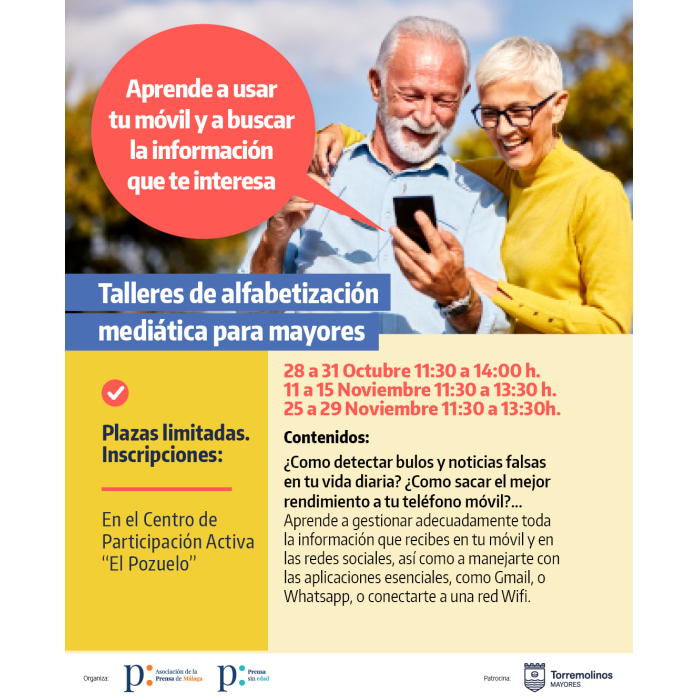 Torremolinos ofrece unos talleres de ‘Alfabetización mediática para mayores’