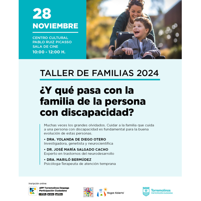 Noviembre contará con un nuevo Taller de Familias el próximo día 28