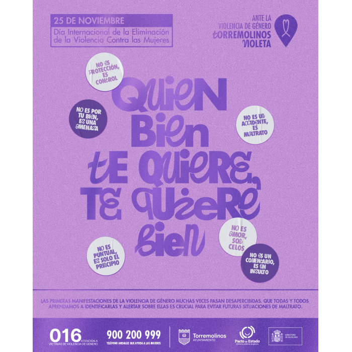 Torremolinos pone en marcha la campaña gráfica 'Quien bien te quiere, te quiere bien' en el marco de celebración del 25N