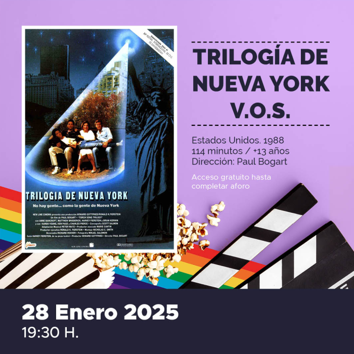 Regresa el ciclo ‘Martes de Cine LGTBI’ con la proyección de la película ‘Trilogía de Nueva York’