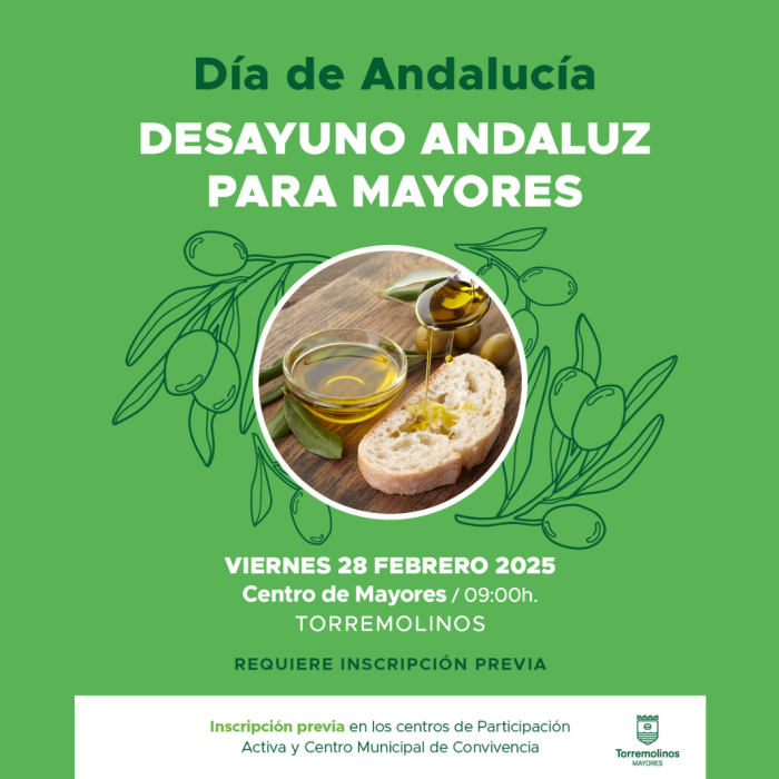 Los mayores de Torremolinos disfrutarán de un desayuno andaluz el día de Andalucía
