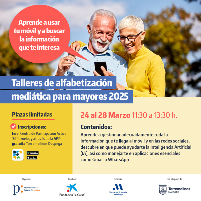 Torremolinos oferta unos talleres de alfabetización mediática para mayores del 24 al 28 de marzo
