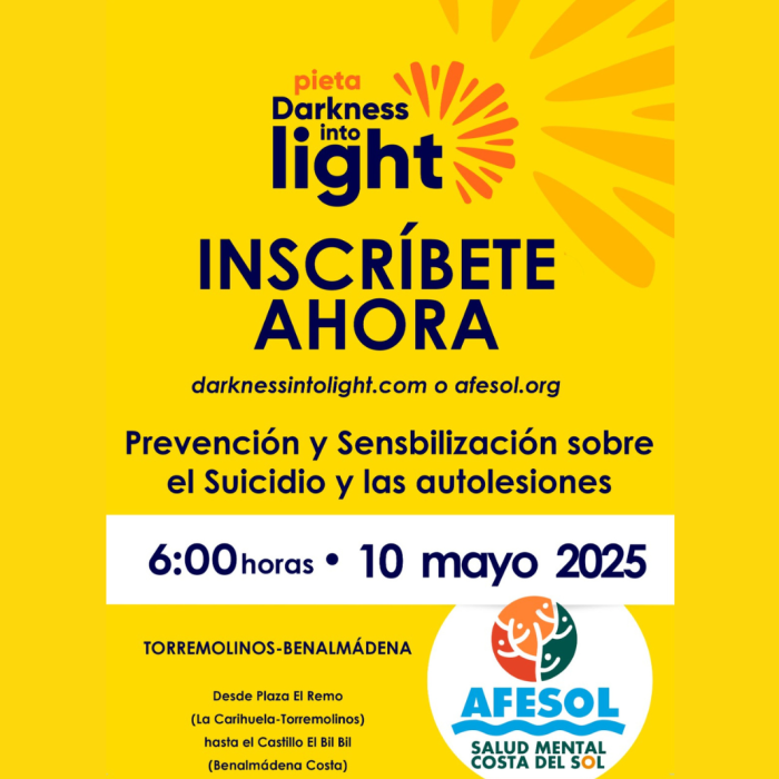 La X caminata para la prevención del suicidio ‘Darkness into light’ partirá de Torremolinos el próximo 10 de mayo