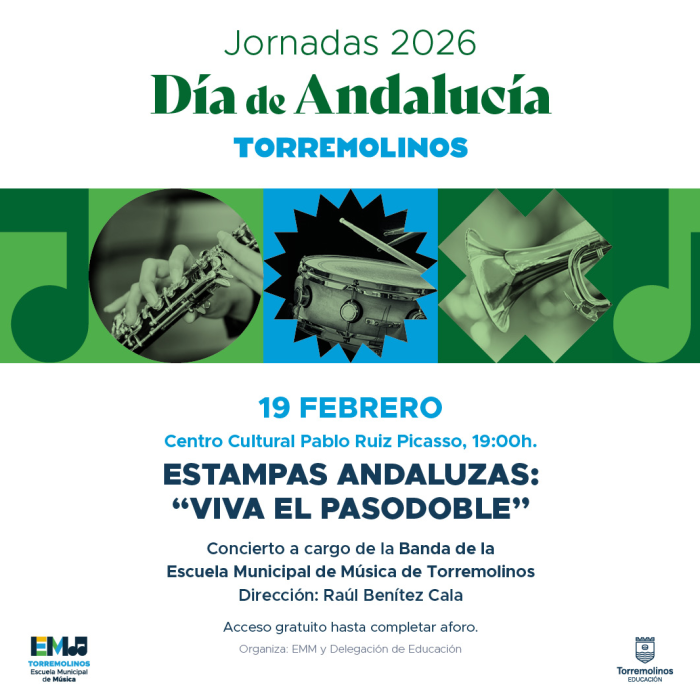 La Banda de la Escuela Municipal de Música ofrecerá un concierto dedicado al pasodoble con motivo del Día de Andalucía