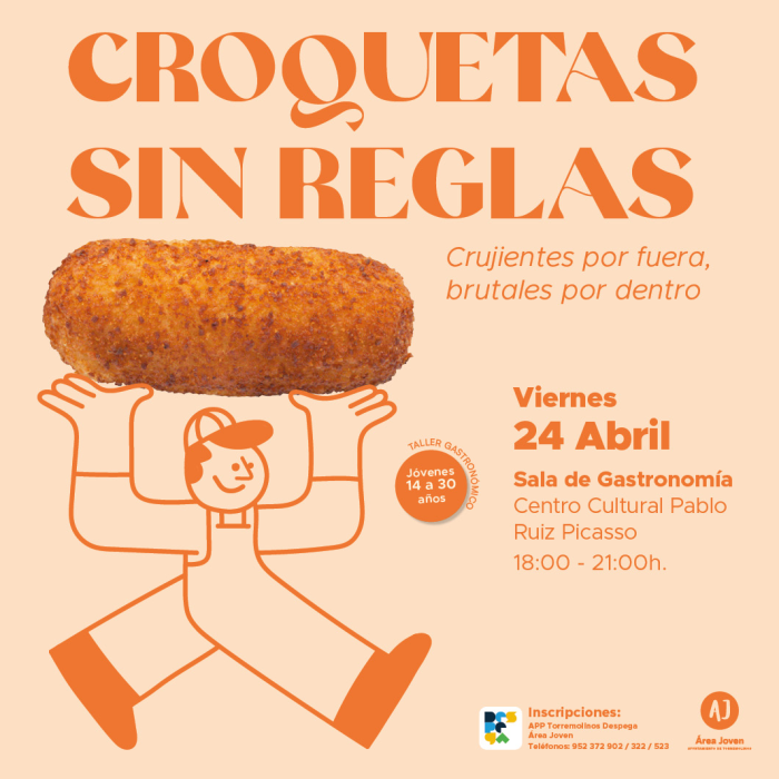 El 24 de abril tendrá lugar el taller gratuito de cocina para jóvenes ‘Croquetas sin reglas’