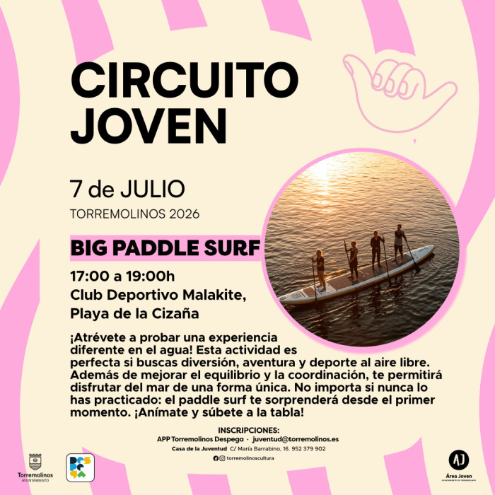 Los jóvenes podrán tomar parte en julio en un taller gratuito de Big Paddle Surf 